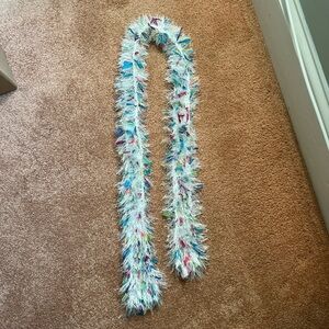 White and rainbow fluffy scarf